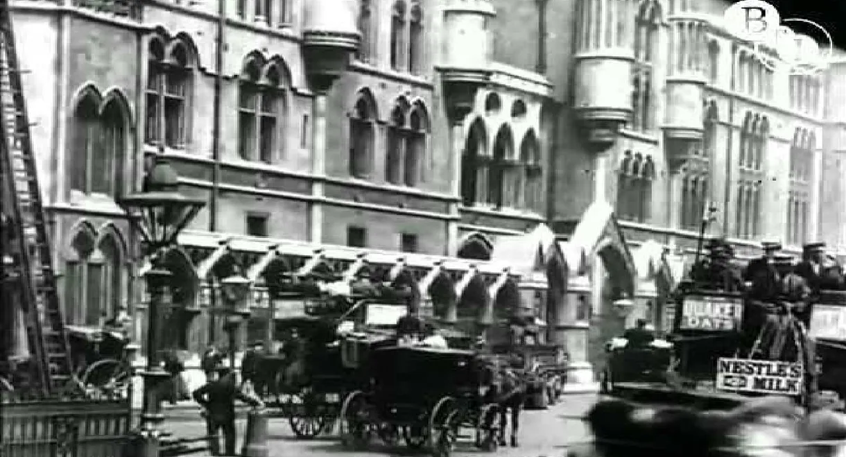 Leisurely Pedestrians, Open Topped Buses and Hansom Cabs with Trotting Horses