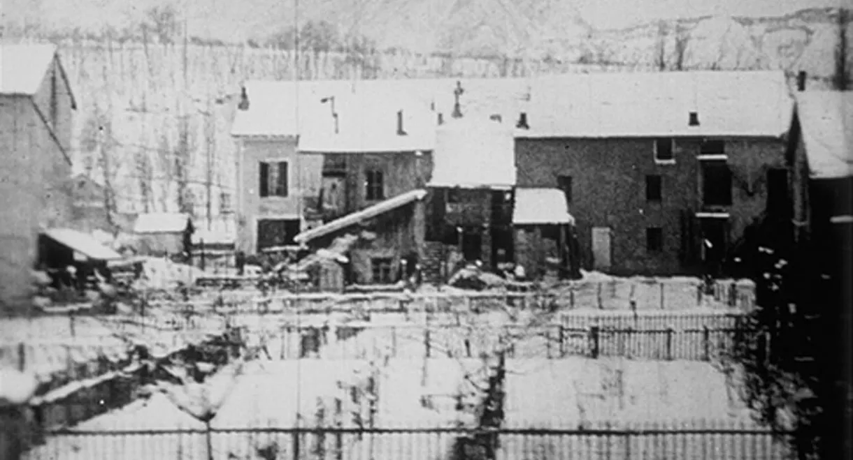 Panorama de l’arrivée à Aix-les-Bains pris du train (temps de neige)