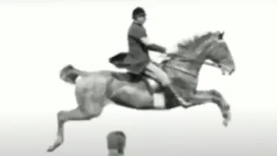 Horse and Rider Jumping Over an Obstacle