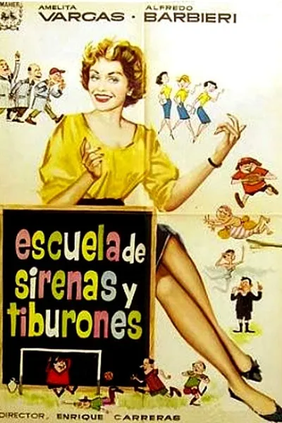 Escuela de sirenas y tiburones