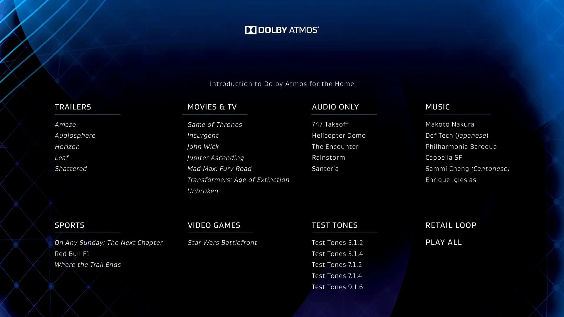 Dolby Atmos® Demo Disc 2015